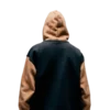 tan and black hoodie