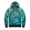 turquoise leather hoodie