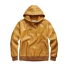 yellow leather pullover hoodie