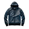 Indigo leather hoodie