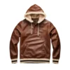 Zephyr Brown Shearling Leather Hoodie