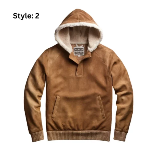 brown suede leather hoodie