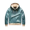 christopher skyblue leather hoodie