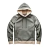 everett light grey shearling leather pullover hoodie