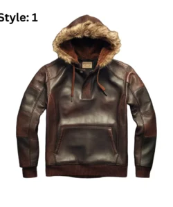jeremy rich leather fur lined pullover hoodie