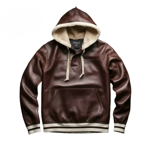 leather jacket with built in hoodie