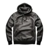 nathaniel leather hoodie black