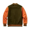 olive green and orange varsity jacket back