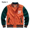 orange and green letterman jacket