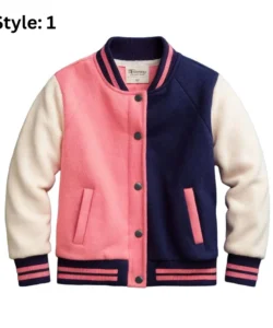 pink and blue letterman jacket