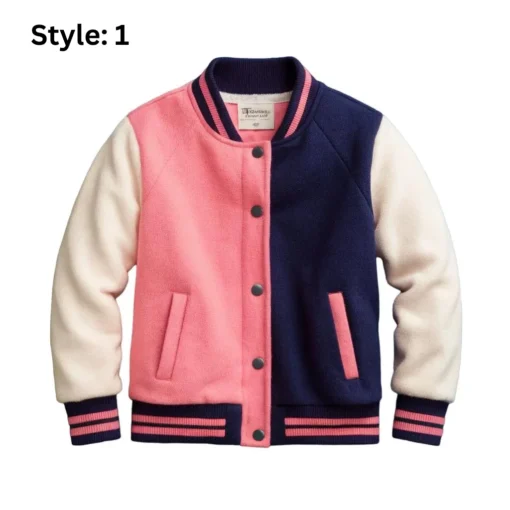 pink and blue letterman jacket