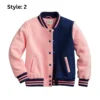 pink and blue varsity jacket