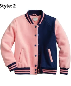 pink and blue varsity jacket