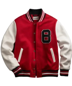 red black and white varsity jacket
