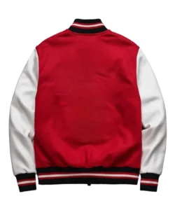 red white and black varsity jacket
