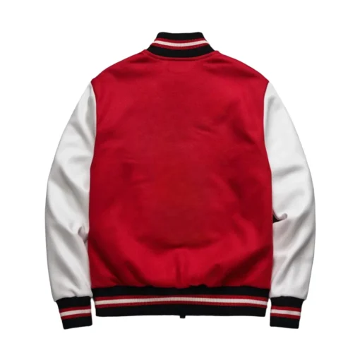 red white and black varsity jacket