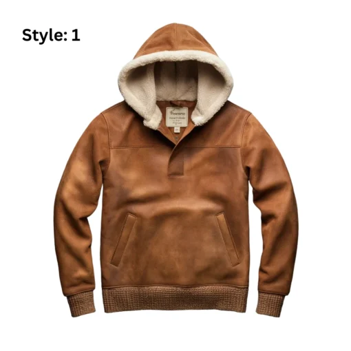 suede leather hoodie