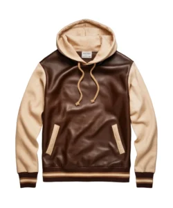 varsity hoodie in leather