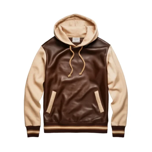 varsity hoodie in leather