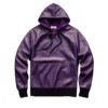 violet leather hoodie