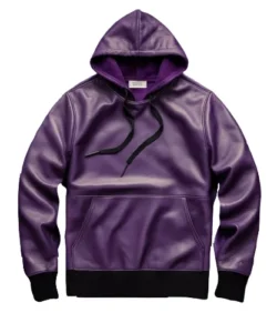 violet leather hoodie