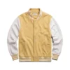 yellow and white varsity jacket