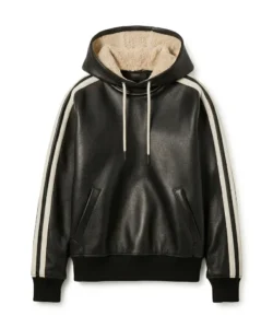 Antonio Black Faux Leather Sweatshirt