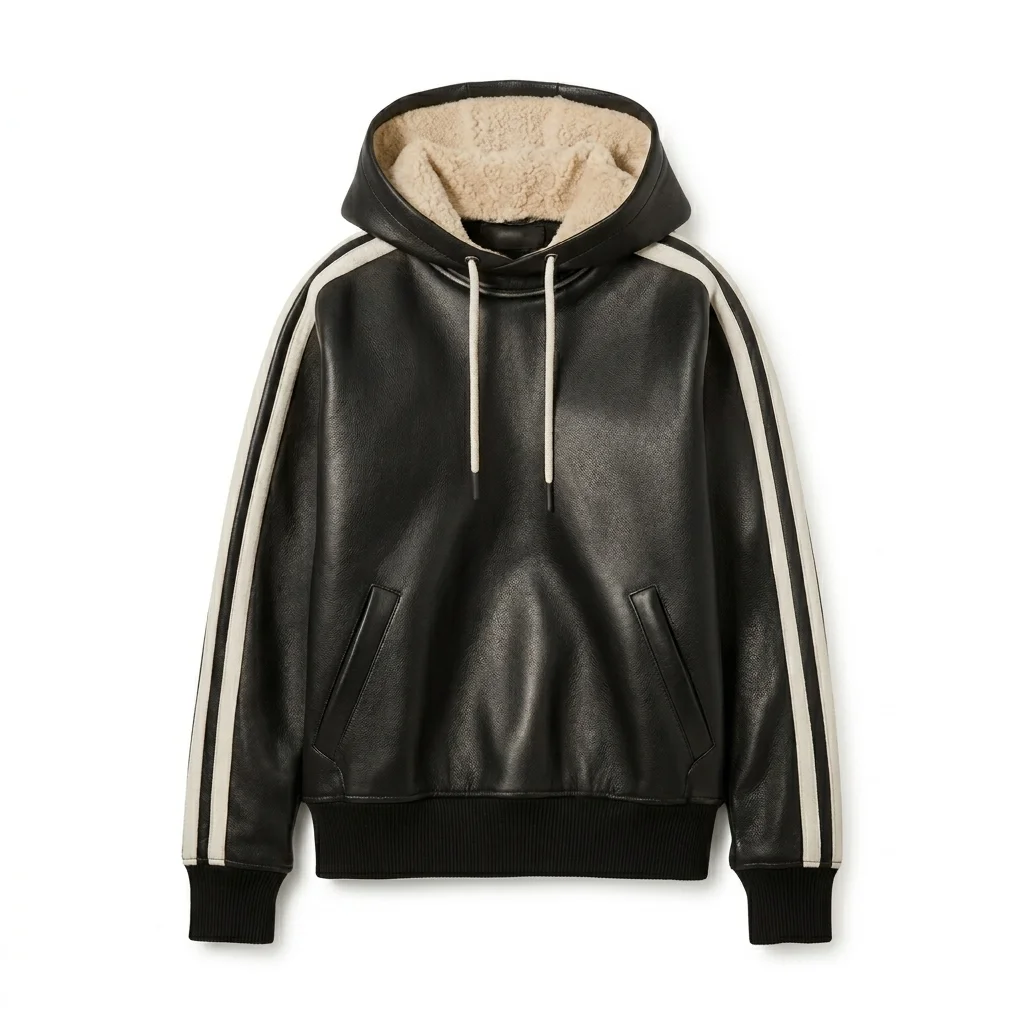 Antonio Black Faux Leather Sweatshirt