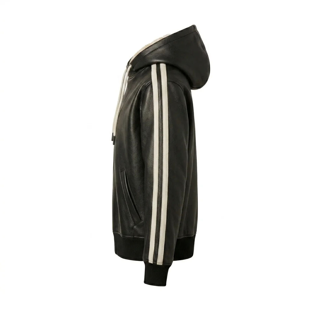 Antonio Black Faux Leather Sweatshirt - Image 2