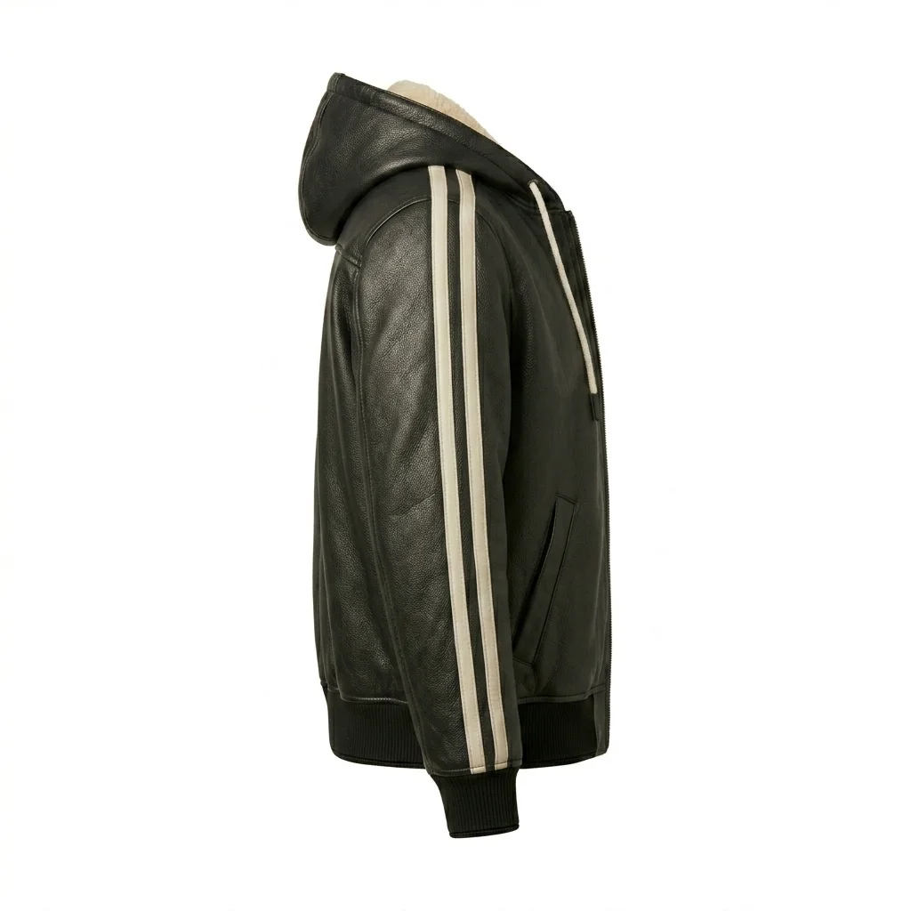 Antonio Black Faux Leather Sweatshirt
