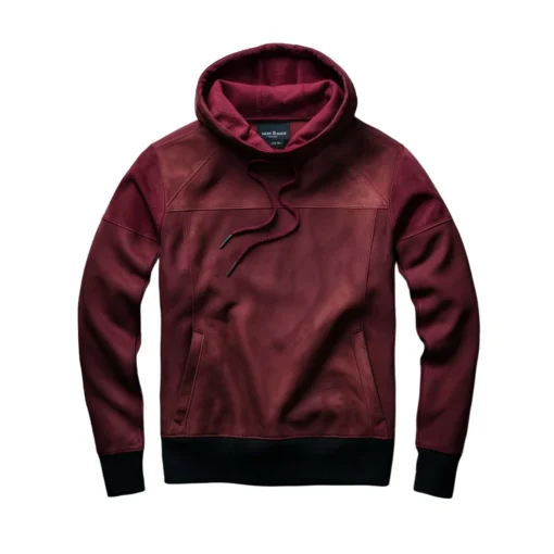 Bruce Deep Red Suede Pullover Hoodie