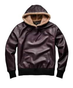 callum aubergine leather jacket sweatshirt hoodie