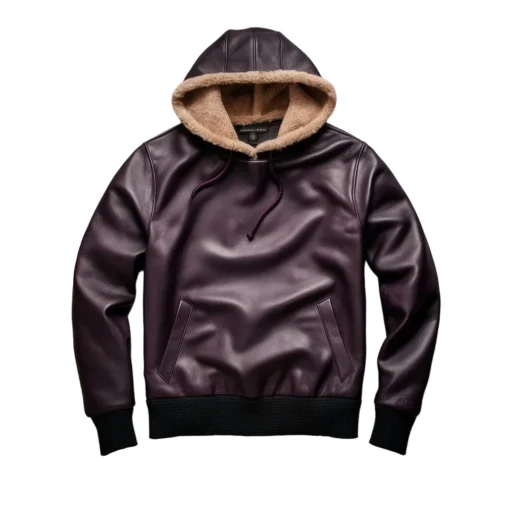 callum aubergine leather jacket sweatshirt hoodie