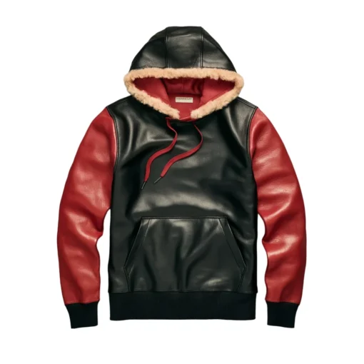 Clifford Crimson Noir Leather Hoodie