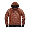 Craig Burnt Sienna Leather Sweatshirt Hoodie