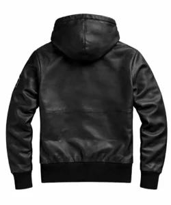 Eugene Midnight Black Leather Pullover Hoodie