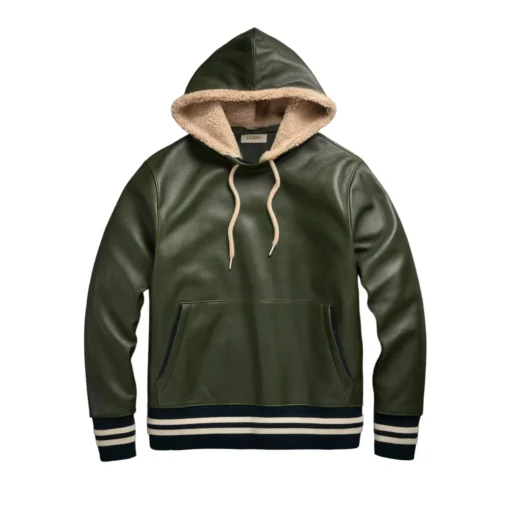 Louie Leather Pullover Jacket Hoodie