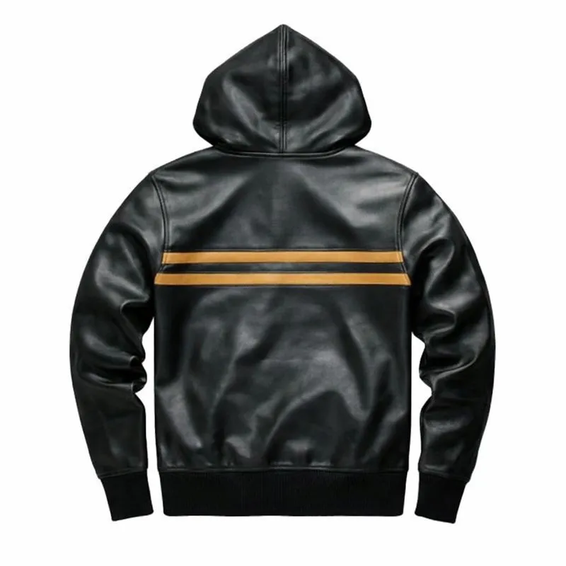Malcolm Leather Black Pullover Hoody