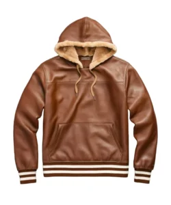Percy Brown Leather Hoodie Jacket