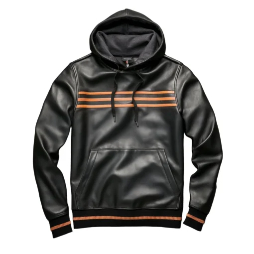 Samuel Black Leather Sweatshirt