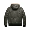 Seth Olive Drab Leather Zipper Sweatshirt