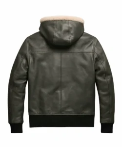 Seth Olive Drab Leather Zipper Sweatshirt