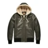 seth olive drab leather zipper sweatshirt