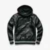 Vernon Black Leather Pullover Hoody
