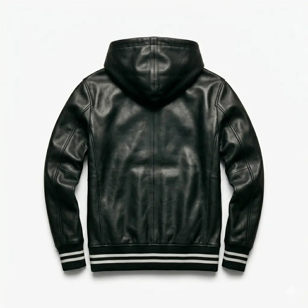 Vernon Black Leather Pullover Hoody