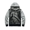 Vincent Black and Grey Leather Hoodie