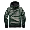 benedict deep green forest leather hoodie