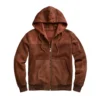 carl elite chocolate suede zipper hoodie jacket