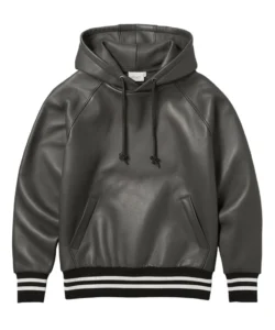 curtis charcoal gray vegan leather hoodie