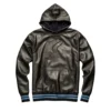 eldon light black leather hoodie